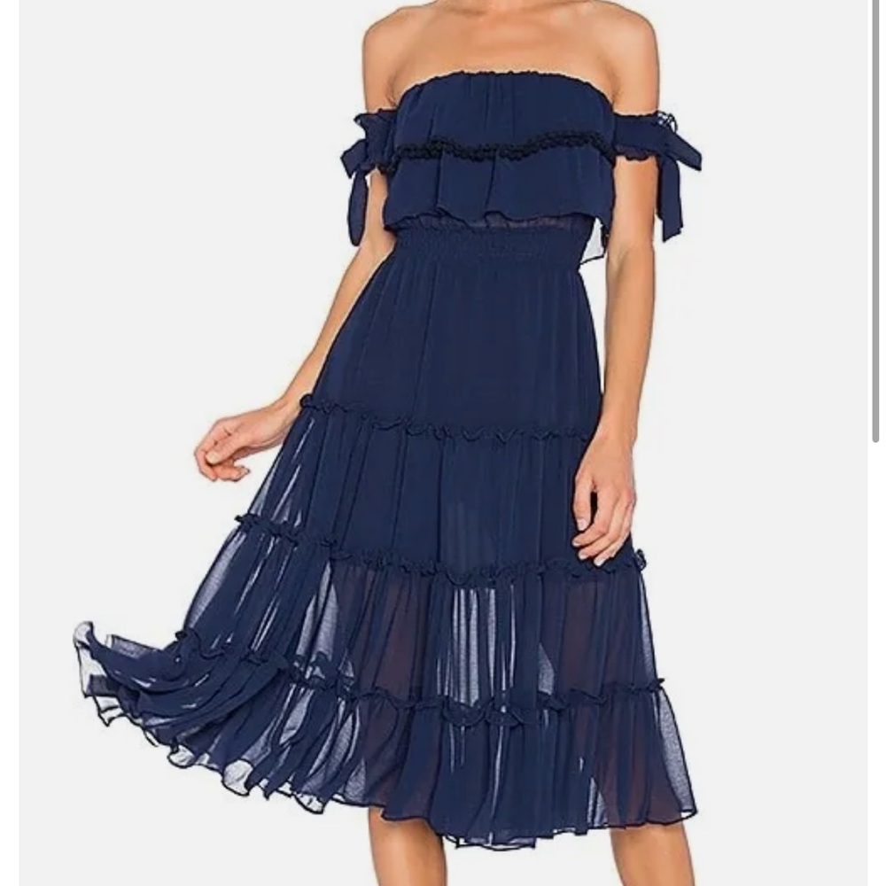 MISA Los Angeles Micaela Off- Shoulder Dress Navy Size S